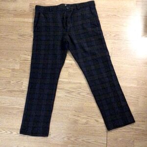 Todd Shelton Dark Windowpane Men Pants Wool Blend Sz 35 Lean Preppy Career City